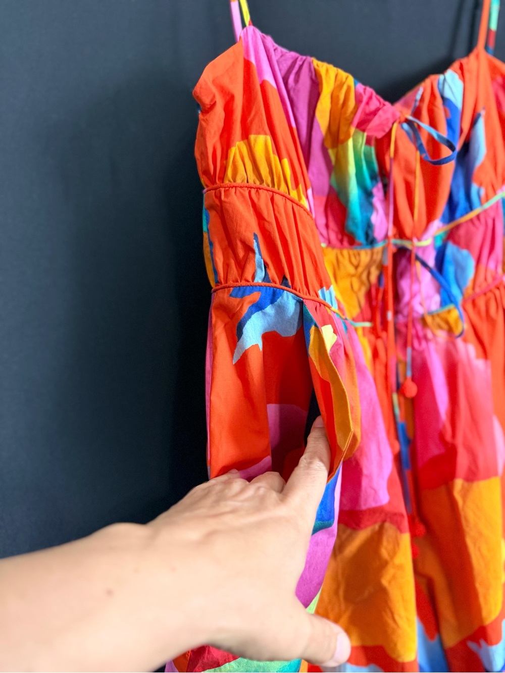 FARM Rio Vibrant Red Multicolor Floral Print Romper NWOT adjustable legs zip up - Picture 9 of 16